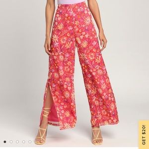 Flower Fun Red Multi Floral Print Wide-Leg Pants New with tags, never worn